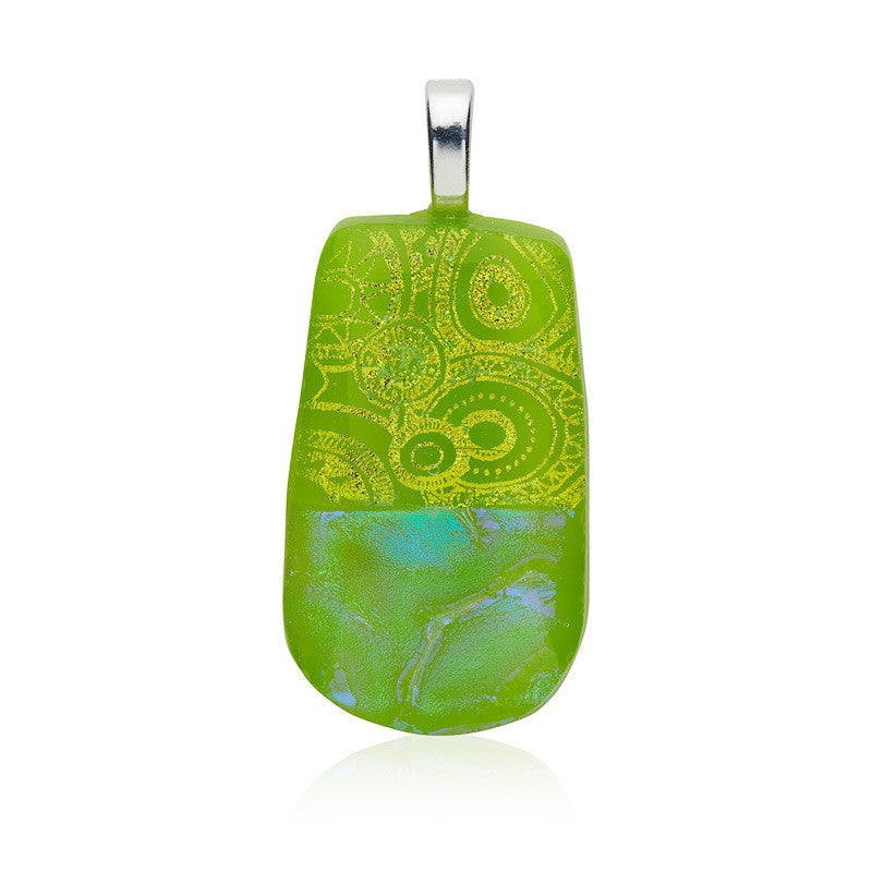 Pendant, Custom made Key Lime Dichroic Glass Pendant, Custom Made Jewellery- Caitlin's Crafty Creations