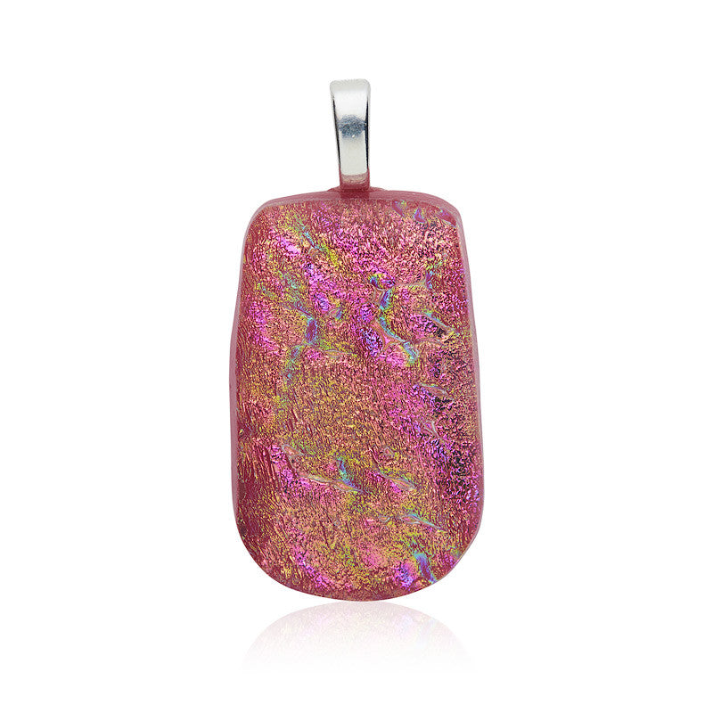 Pendant, Custom made Bubblegum Pink Dichroic Glass Pendant, Custom Made Jewellery- Caitlin's Crafty Creations