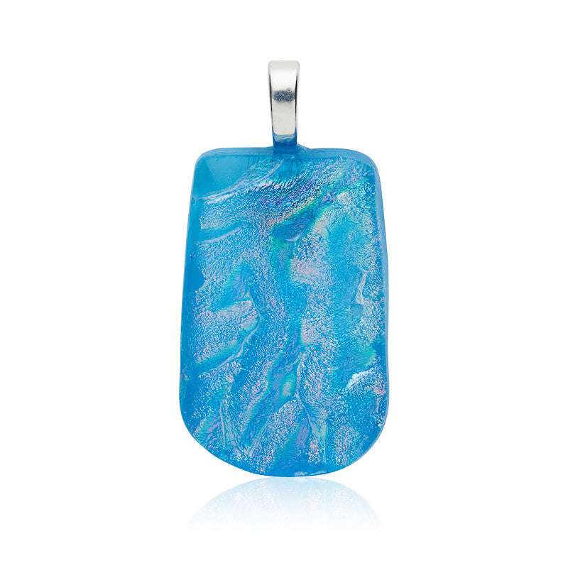  Pendant, Custom made Bubblegum Blue Dichroic Glass Pendant, Custom Made Jewellery- Caitlin's Crafty Creations