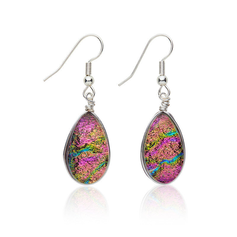  Earrings, Custom made Grenadine Dichroic Glass Earrings, Custom Made Jewellery- Caitlin's Crafty Creations