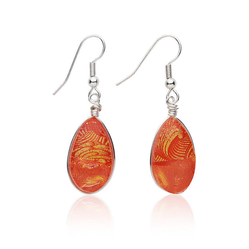 Earrings, Custom made Sunkist Dichroic Glass Earrings, Custom Made Jewellery- Caitlin's Crafty Creations