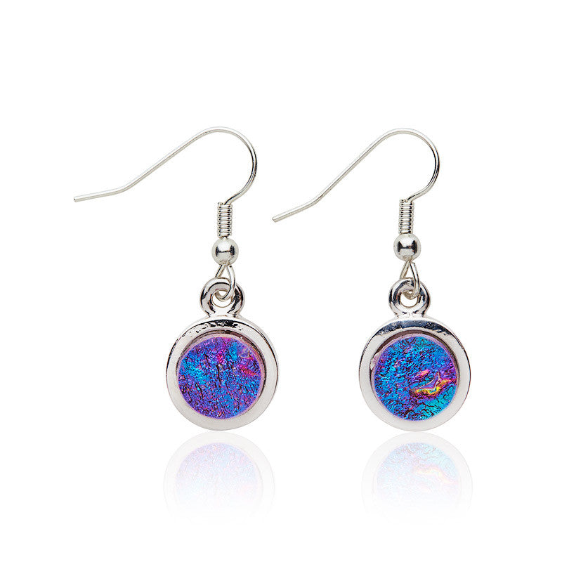  Earrings, Custom made Fuschia Dichroic Glass Circular Earrings, Custom Made Jewellery- Caitlin's Crafty Creations