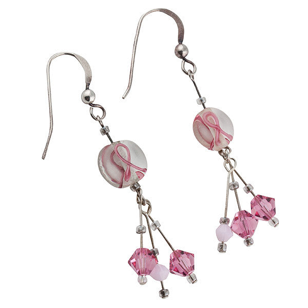 Earrings, Custom Made Pink Ribbon Earrings, Custom Made Jewellery- Caitlin's Crafty Creations