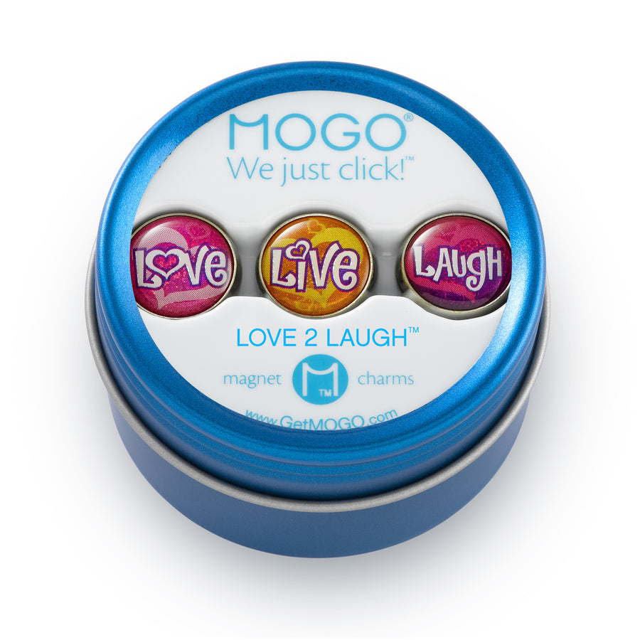  MOGO Tin of 3 Charms, MOGO Charm Collection - Love 2 Laugh (Tin of 3 Charms), MOGO Charms- Caitlin's Crafty Creations