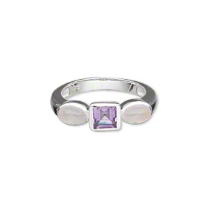 Custom Made Sterling Silver Rose Quartz & Amethyst Ring