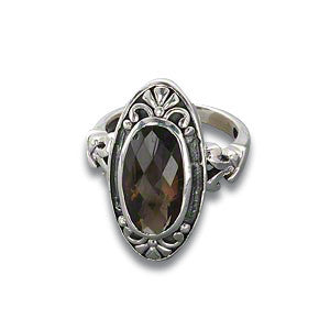 Ring, Custom Made Sterling Silver Heated Irradiated Smokey Quartz Ring, Custom Made Jewellery- Caitlin's Crafty Creations