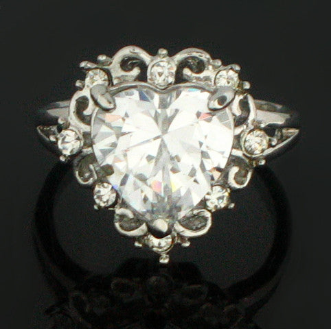  Ring, Custom Made Vintage Heart Ring featuring Swarovski Crystals, Custom Made Jewellery- Caitlin's Crafty Creations