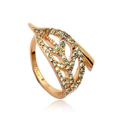 Custom Made Leaf Ring faeturing Swarovski Crystal