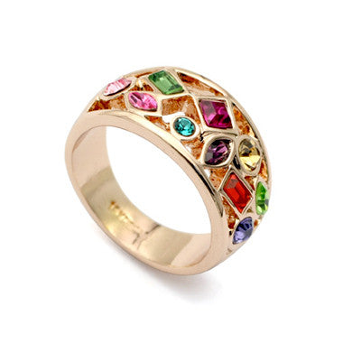 Geometric Ring featuring Swarovski Crystal Caitlin s Crafty